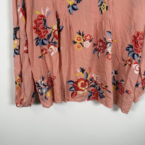 Old Navy Women's Peasant Shirt Floral Coral Size XL Summer Spring - Picture 2 of 5